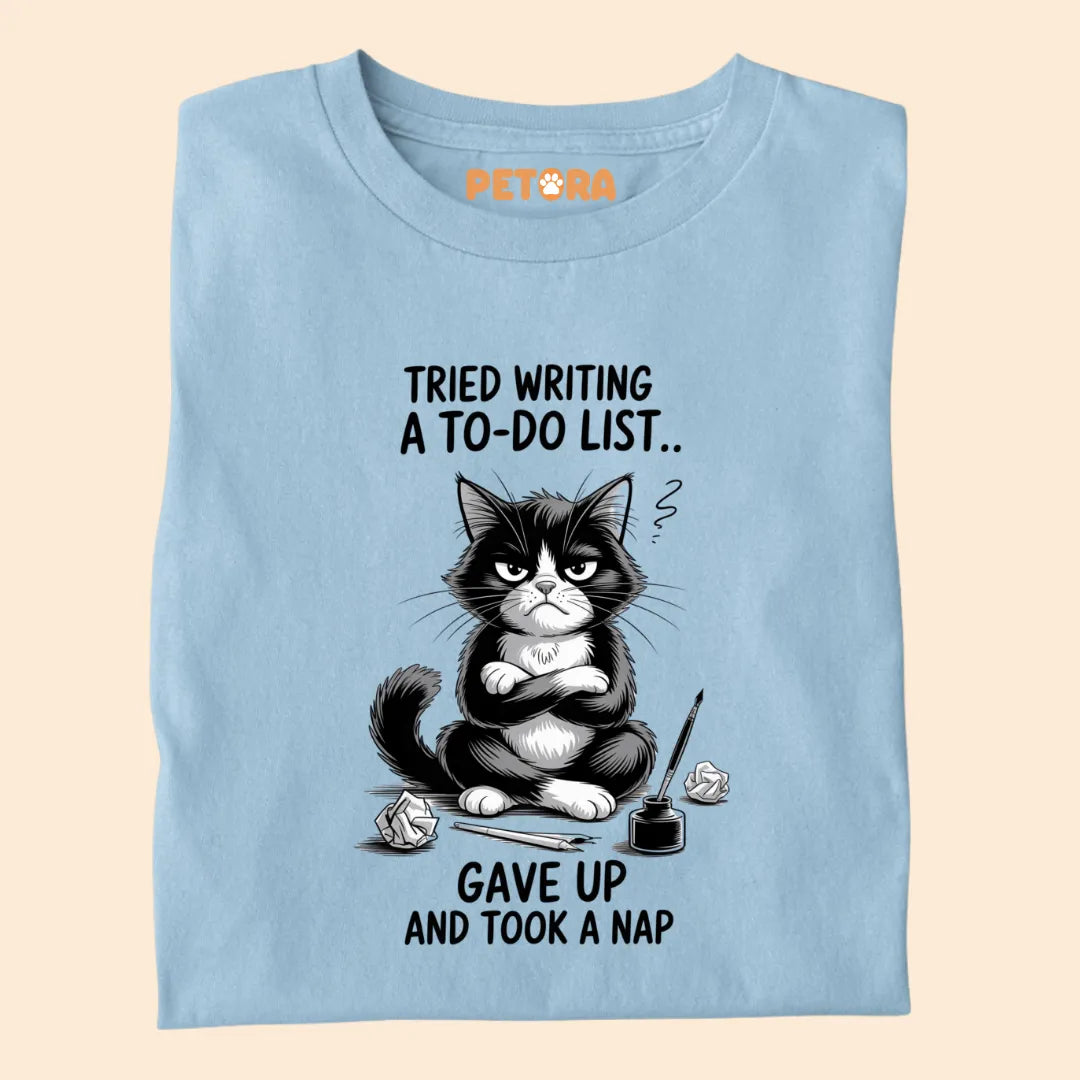 Tired Writing a To-do List Funny Cat Premium T-shirt