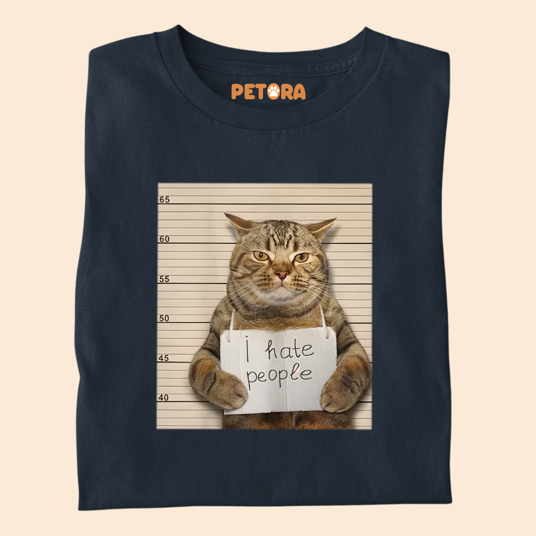 I Hate People Cat Meme Premium T-shirt for Pet Lovers