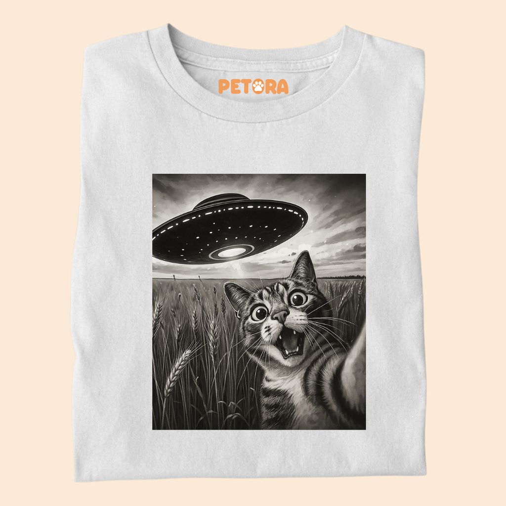 Cat UFO Meme Premium T-shirt for Pet Lovers
