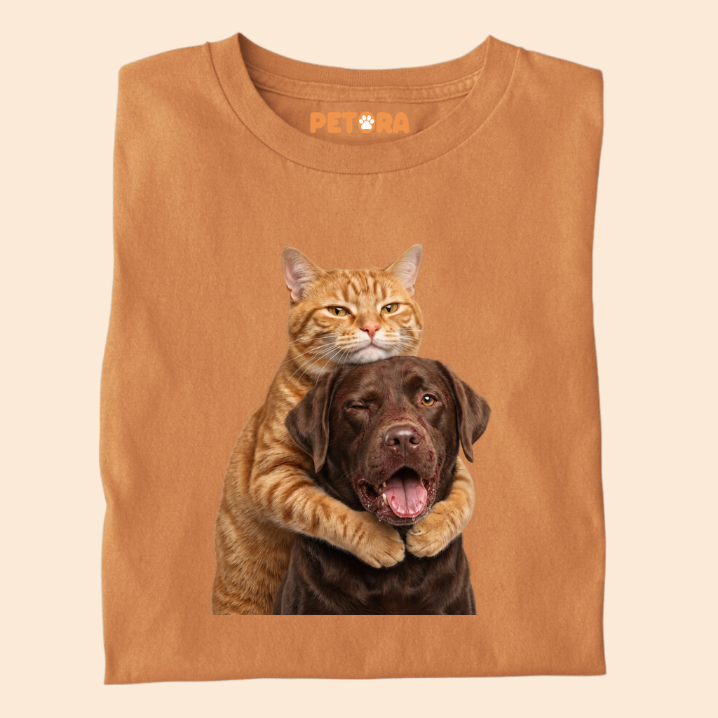 Cute Dog and Cat Fight Graphic Tee