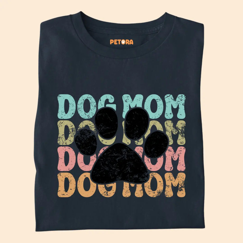 Dog Mom Retro Paw - Premium Unisex T-shirt for Pet Lovers