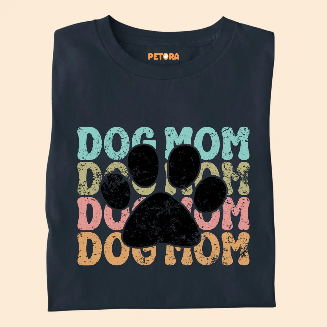 Dog Mom Retro Paw - Premium Unisex T-shirt for Pet Lovers