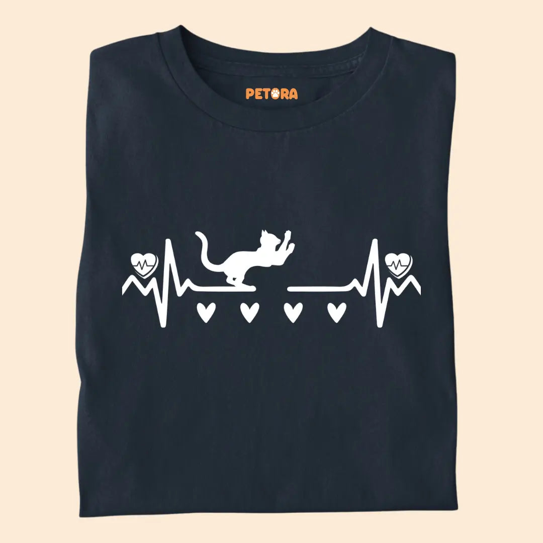 Heartbeat Cat Pulse - Premium Unisex T-Shirt for Cat Lovers
