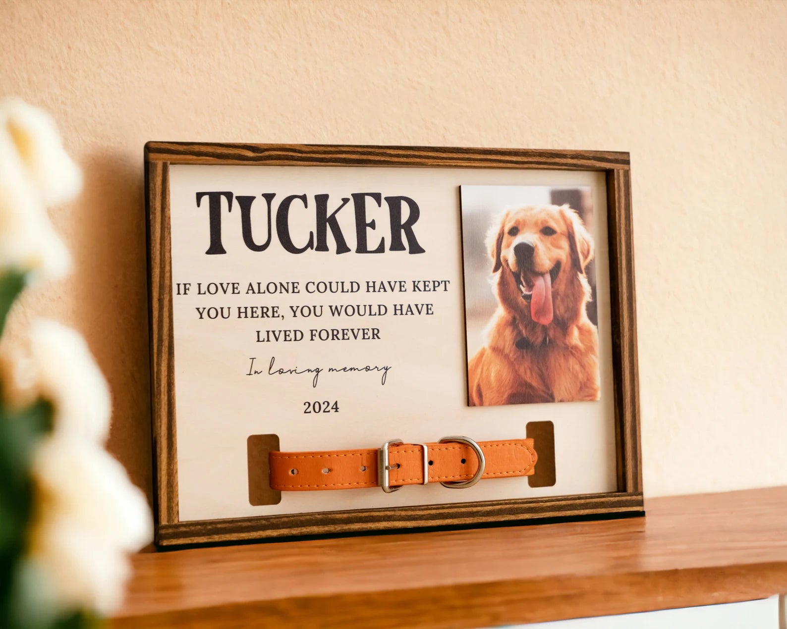 [Personalized] Pet Memorial Collar Sign Picture Frame - Sympathy Gift for Pet Lovers