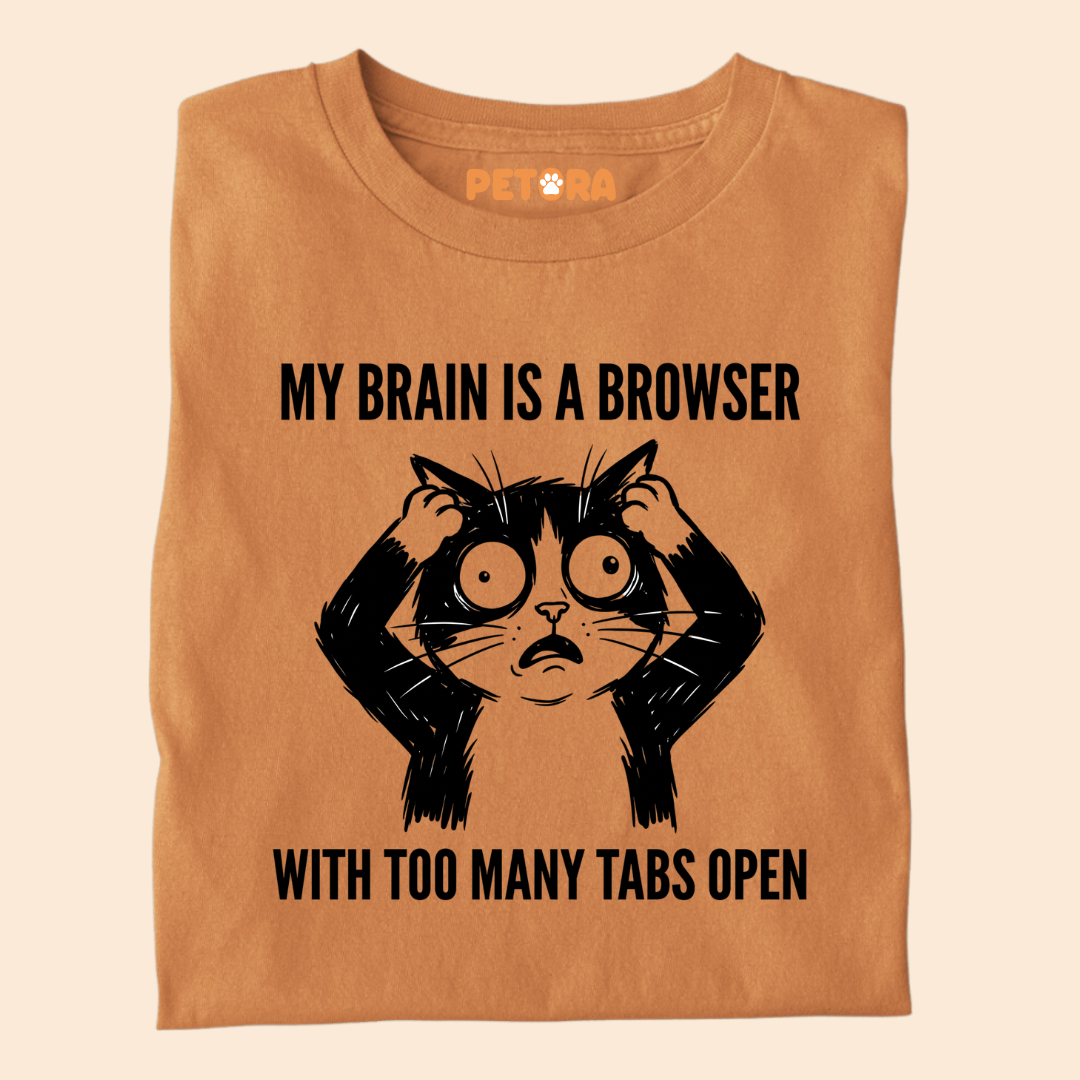 My Brain Is A Browser Funny Cat T-Shirt