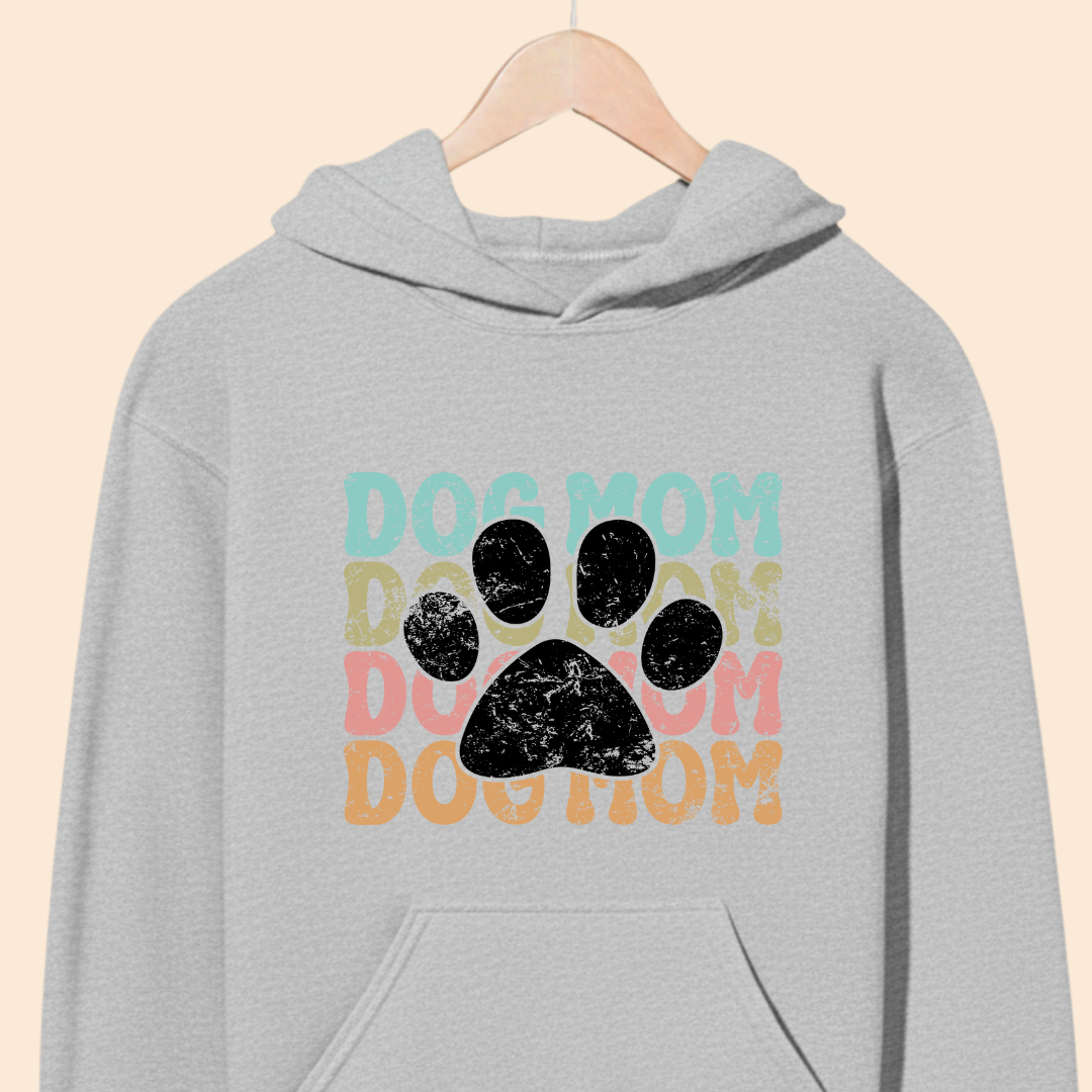 Dog Mom Retro Paw - Premium Unisex  Hoodie for Pet Lovers