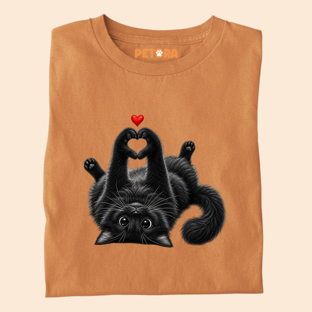 Heart Paw Black Cat T-Shirt