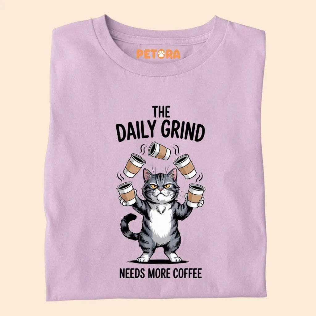 The Daily Grind Needs More Coffee Funny Cat Premium T-shirt