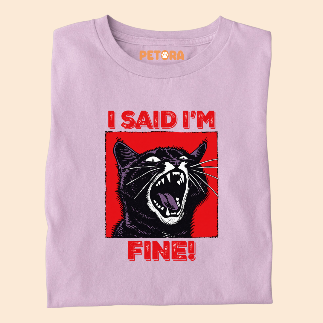 I Said I'm Fine Funny Screaming Black Cat T-Shirt