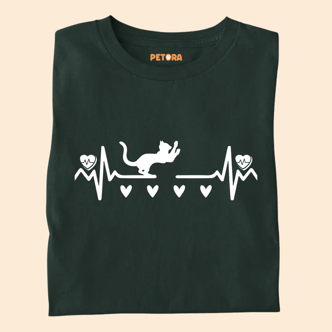 Heartbeat Cat Pulse - Premium Unisex T-Shirt for Cat Lovers
