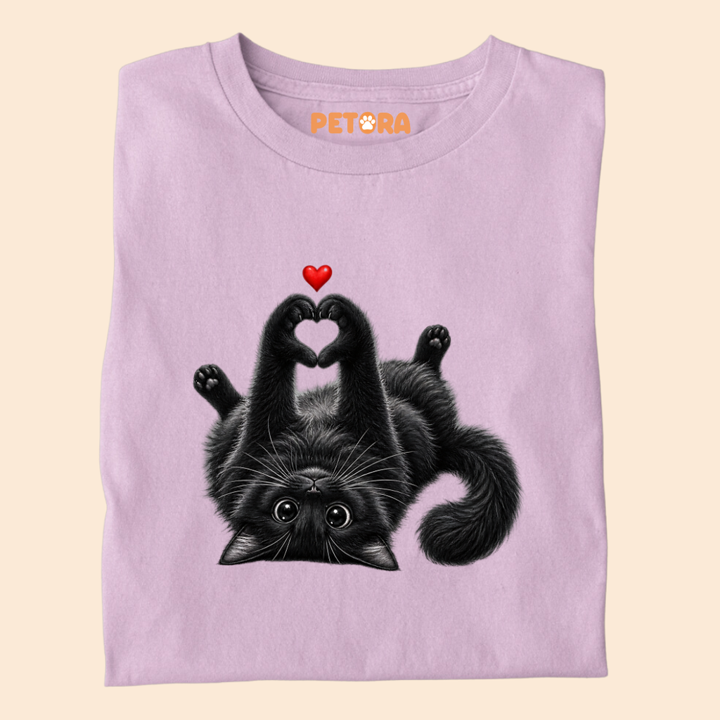 Heart Paw Black Cat T-Shirt