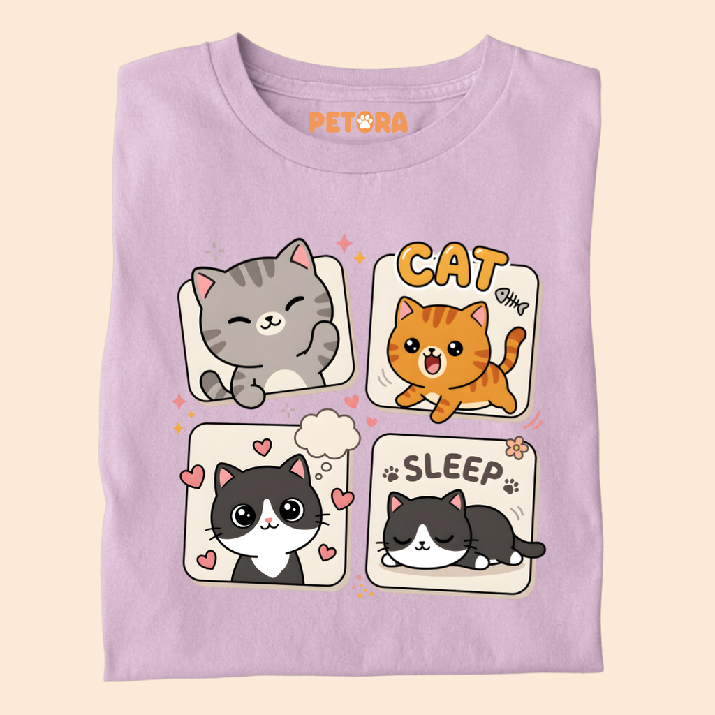 Cute Kawaii Cats Graphic T-Shirt