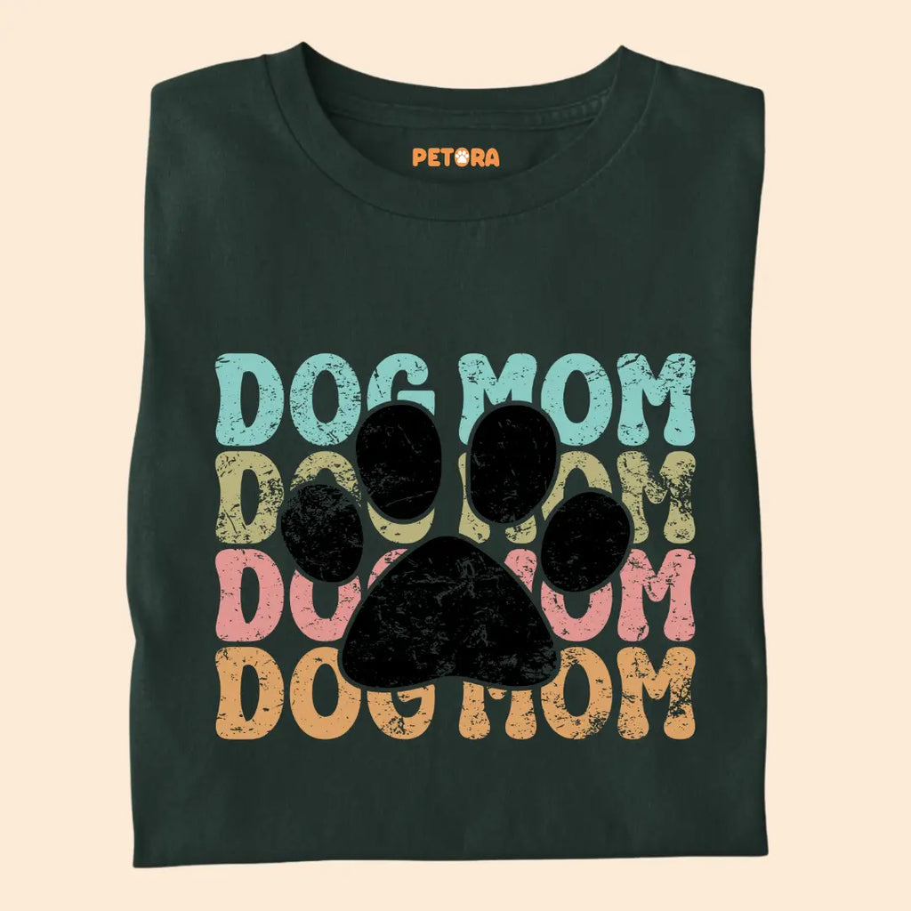 Dog Mom Retro Paw - Premium Unisex T-shirt for Pet Lovers