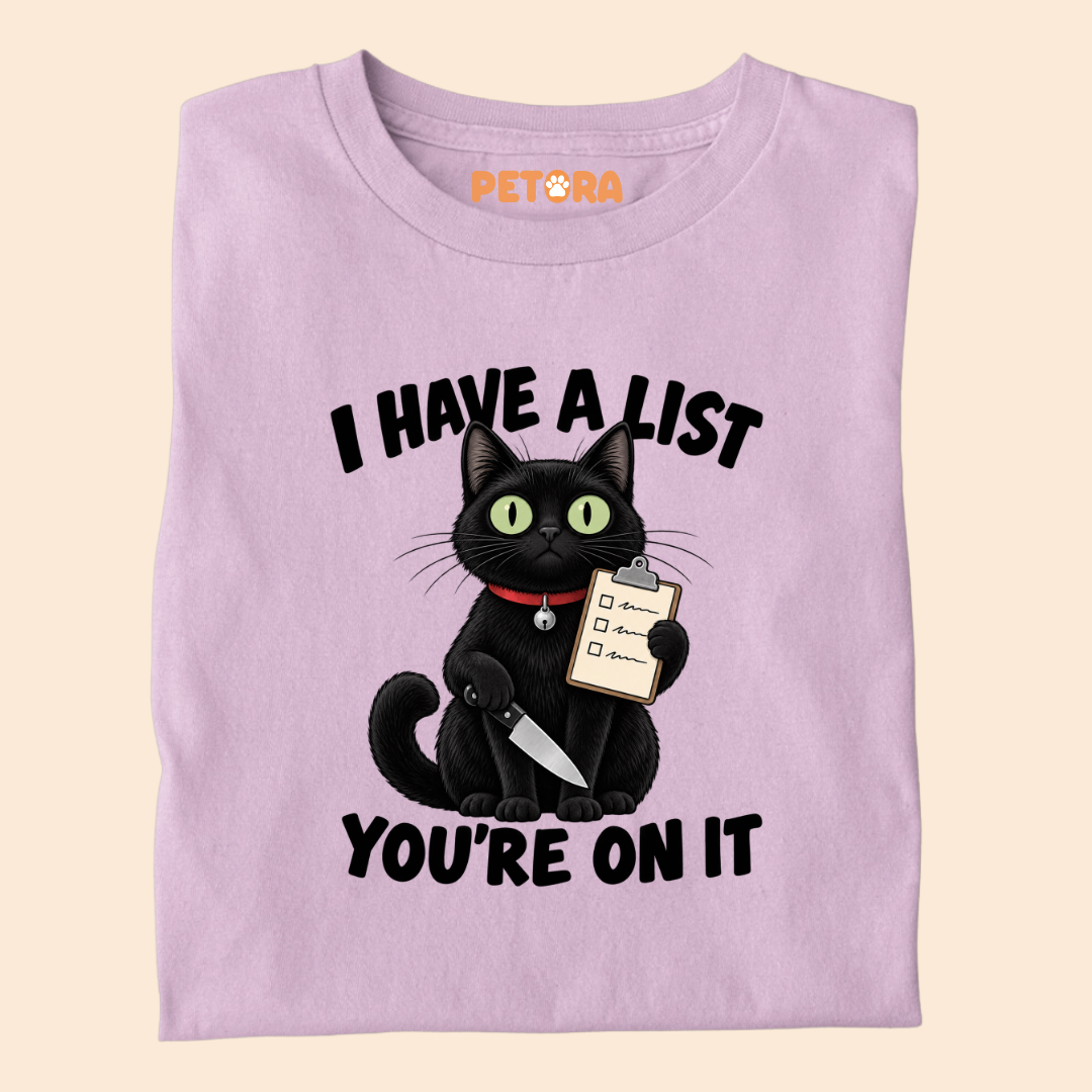 I Have A List You're On It Funny Black Cat T-Shirt