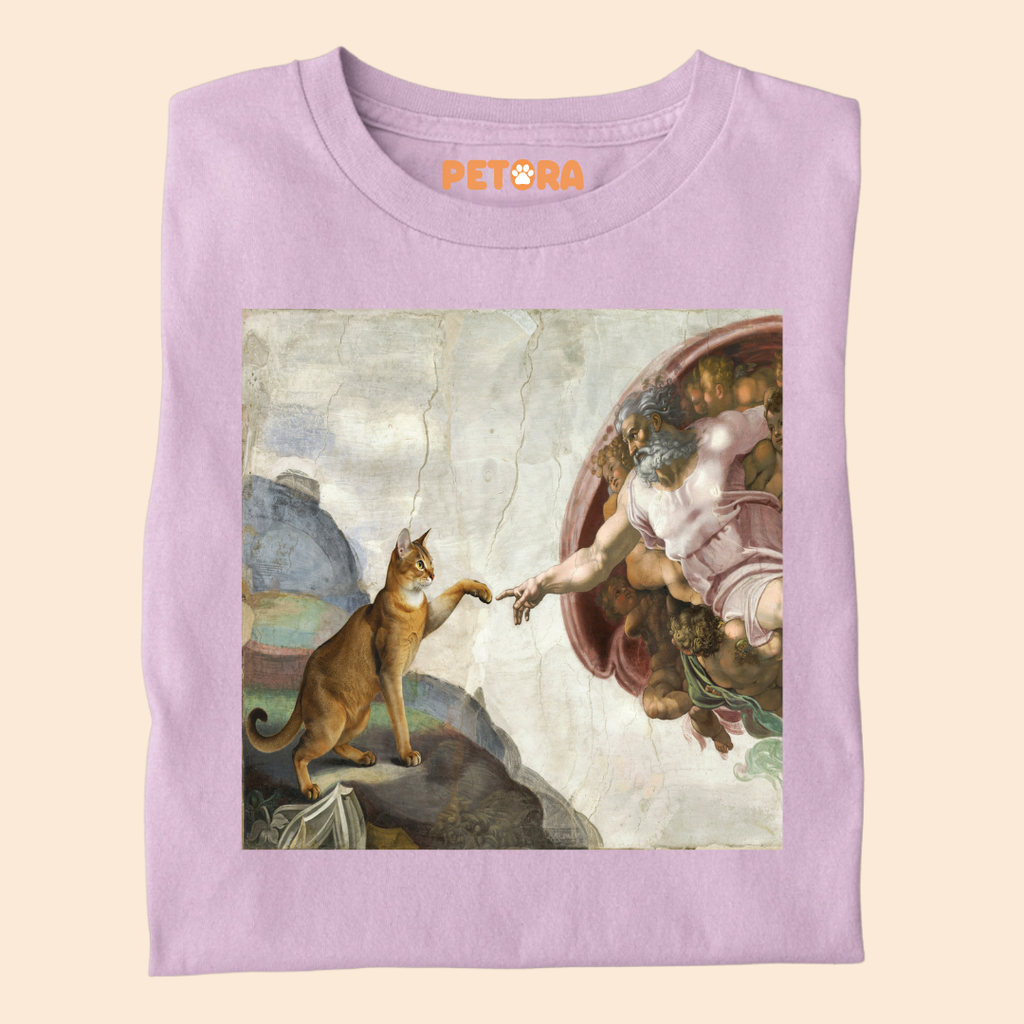 The Creation of Cat T-Shirt – Funny Renaissance Michelangelo Fine Art Parody Tee