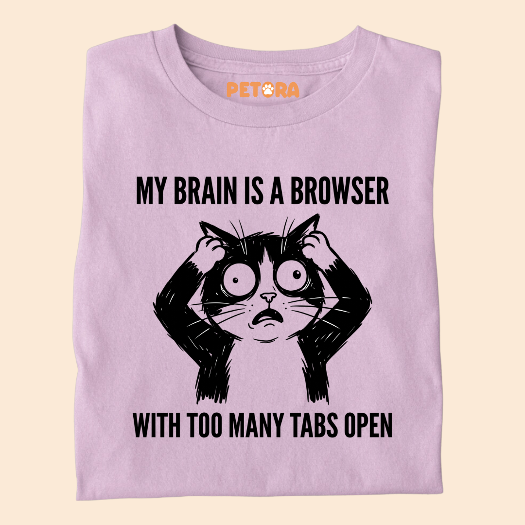 My Brain Is A Browser Funny Cat T-Shirt