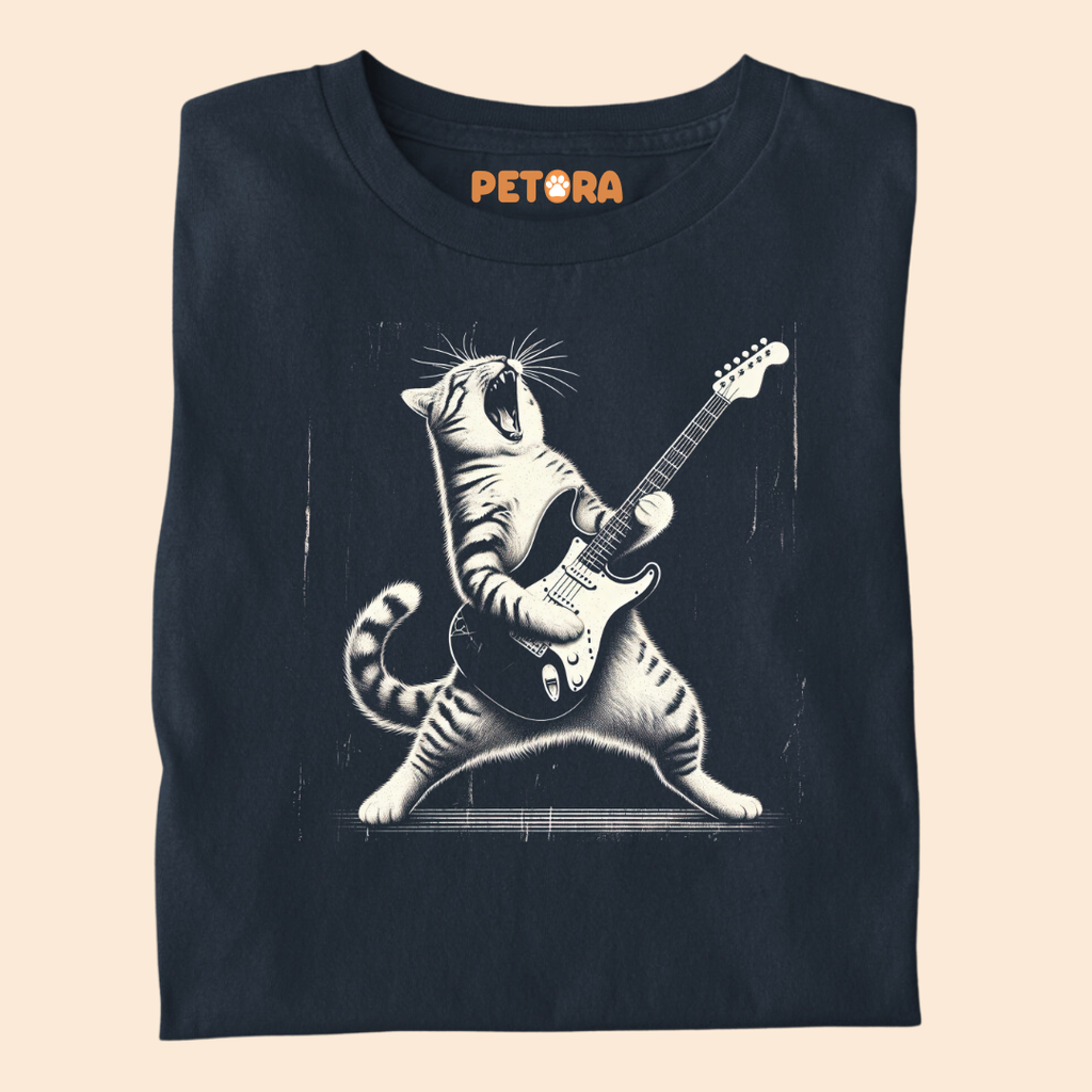 Rock Cat Playing Guitar Premium T-shirt for Pet Lovers