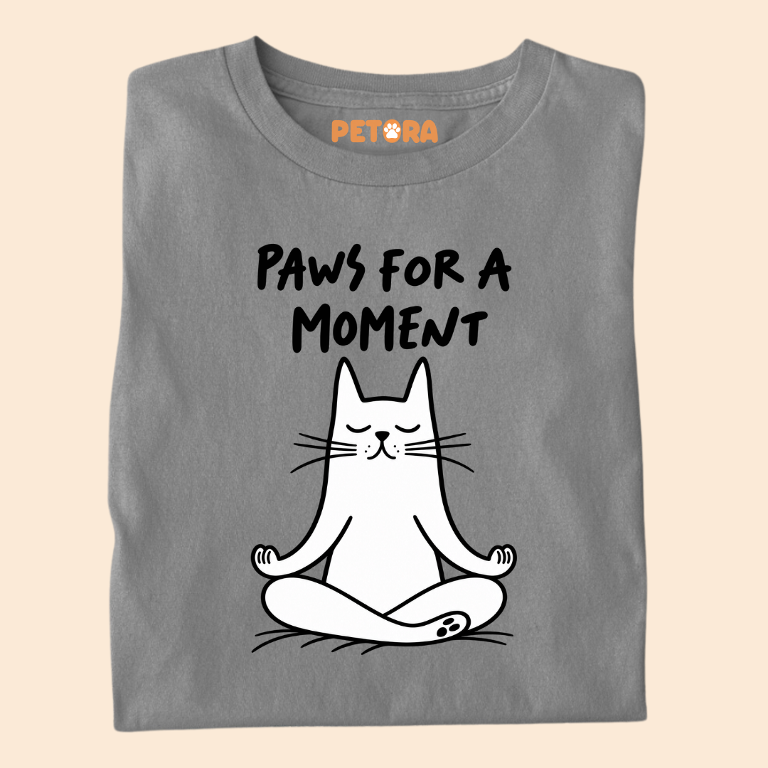 Paws For A Moment Funny Yoga Cat T-Shirt