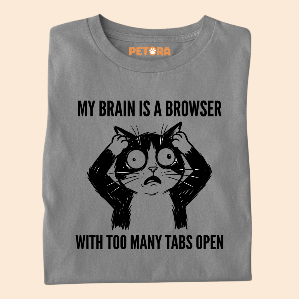 My Brain Is A Browser Funny Cat T-Shirt