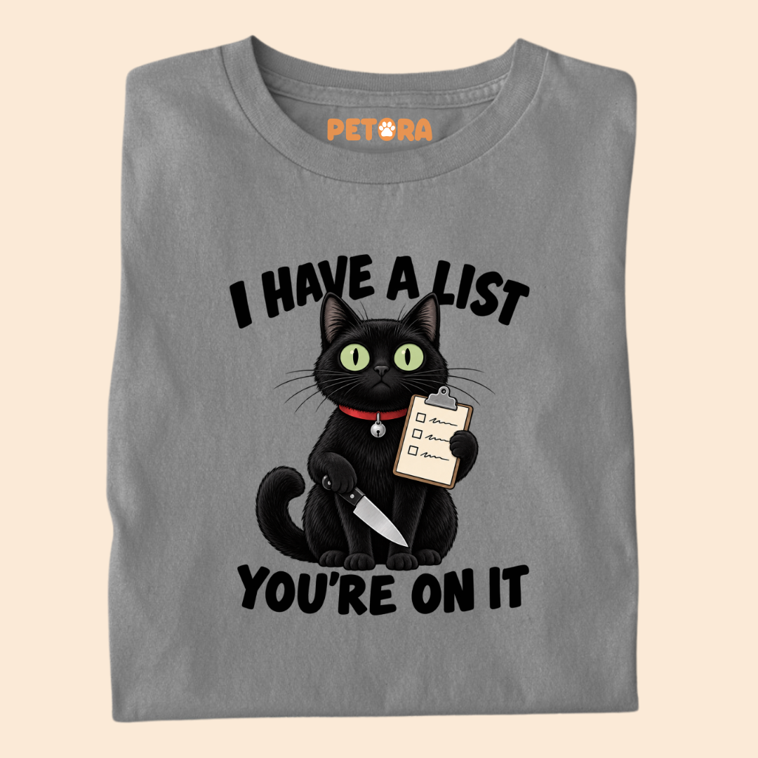 I Have A List You're On It Funny Black Cat T-Shirt