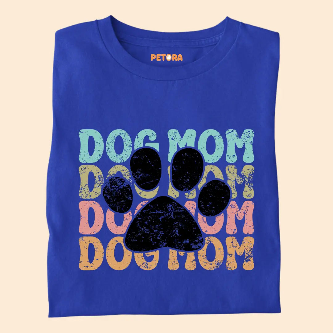 Dog Mom Retro Paw - Premium Unisex T-shirt for Pet Lovers