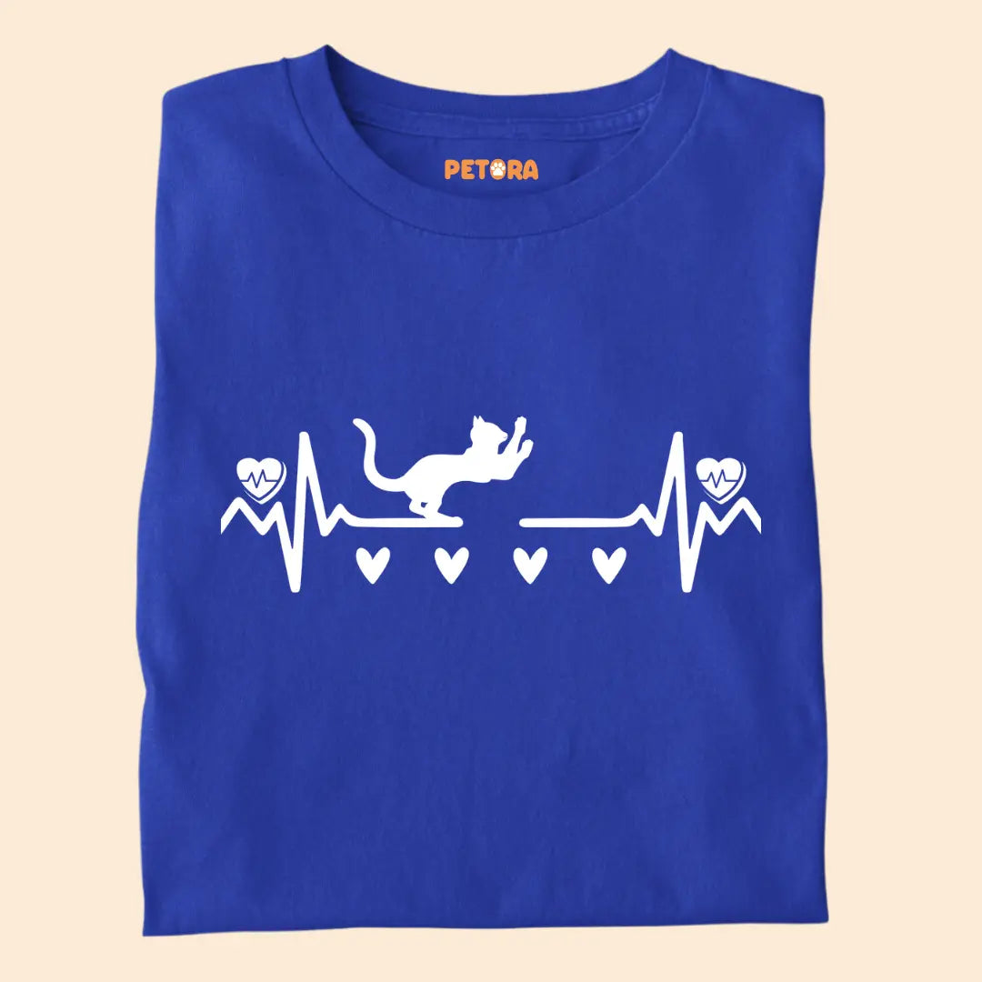 Heartbeat Cat Pulse - Premium Unisex T-Shirt for Cat Lovers