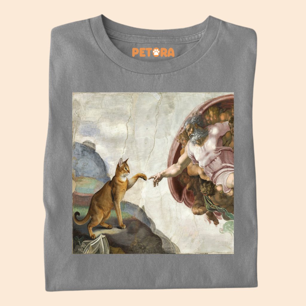 The Creation of Cat T-Shirt – Funny Renaissance Michelangelo Fine Art Parody Tee
