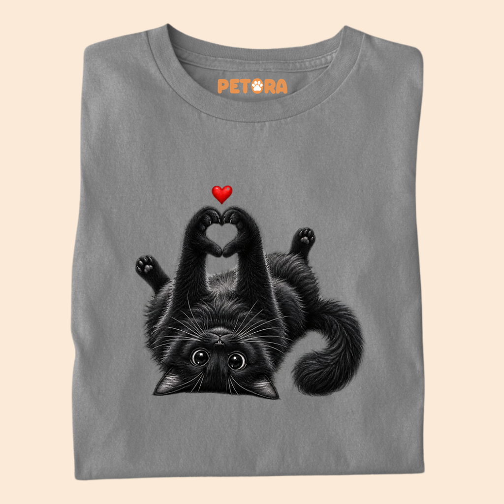 Heart Paw Black Cat T-Shirt