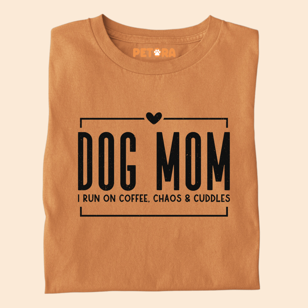 Dog Mom I Run on Coffee, Chaos and Cuddles Premium T-shirt for Pet Lovers