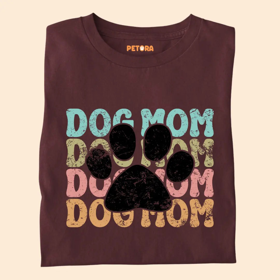 Dog Mom Retro Paw - Premium Unisex T-shirt for Pet Lovers