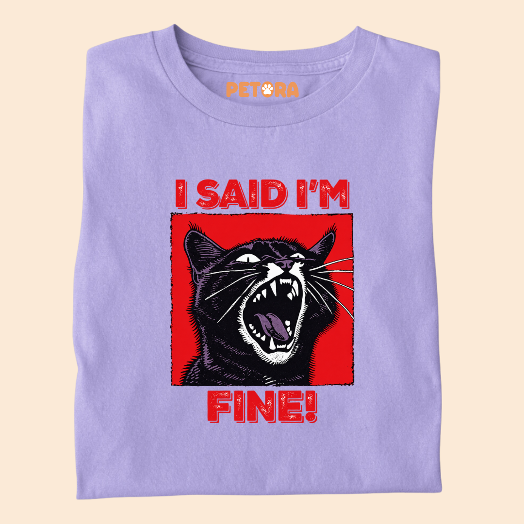 I Said I'm Fine Funny Screaming Black Cat T-Shirt