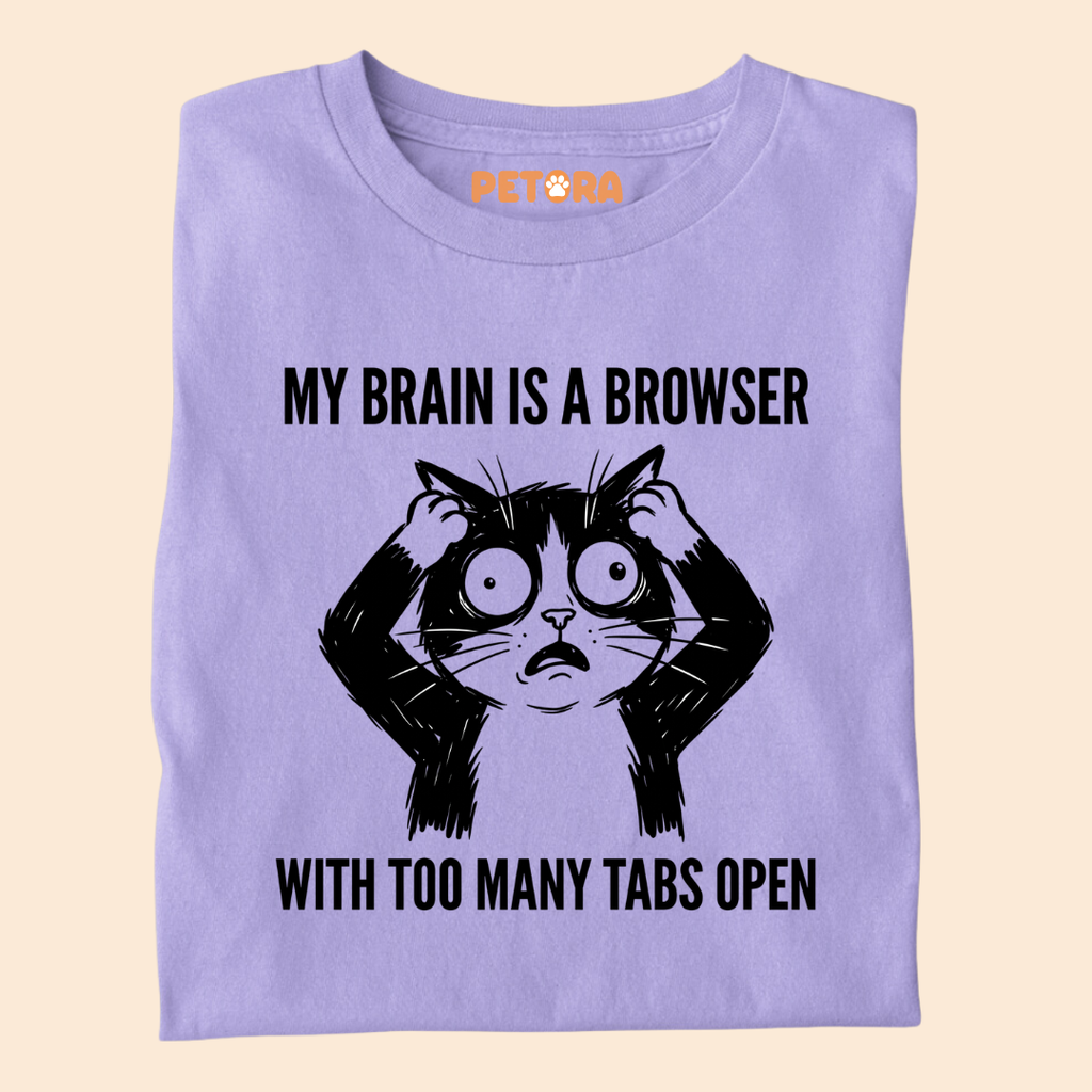 My Brain Is A Browser Funny Cat T-Shirt