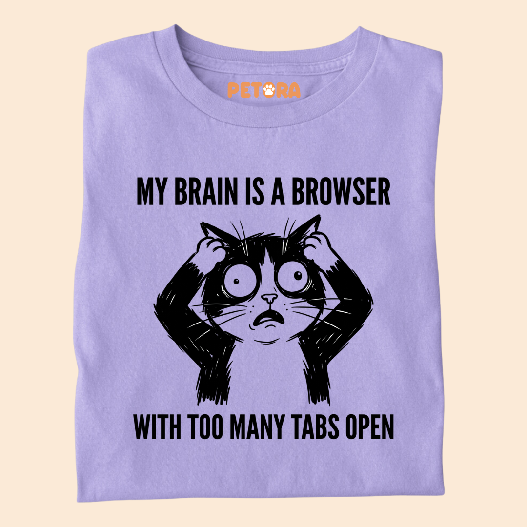 My Brain Is A Browser Funny Cat T-Shirt