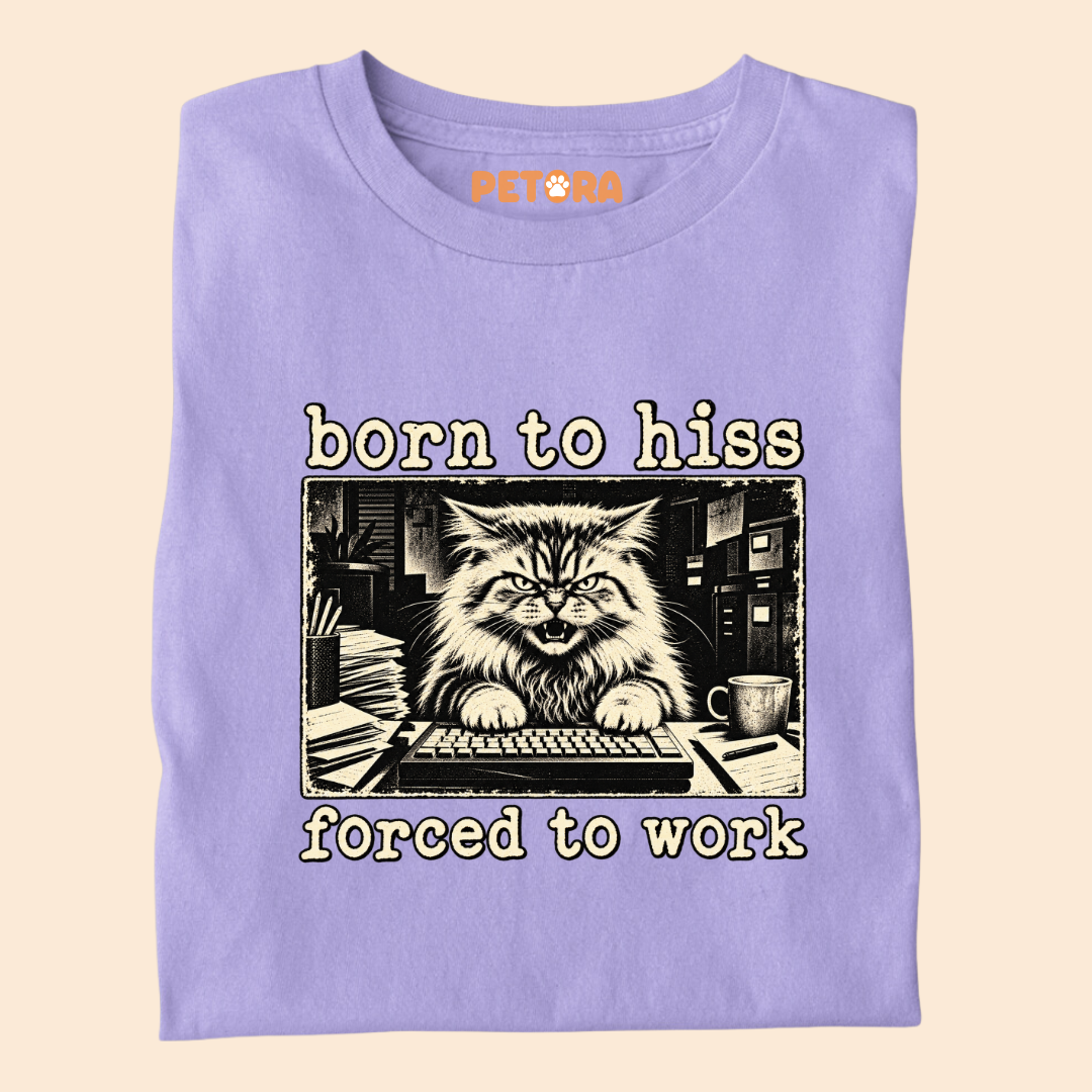 Born To Hiss Forced To Work Funny Cat T-Shirt