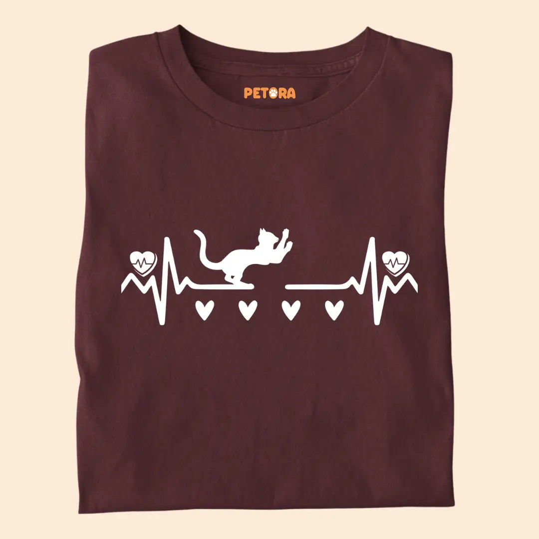 Heartbeat Cat Pulse - Premium Unisex T-Shirt for Cat Lovers