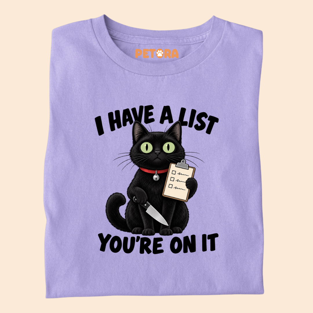 I Have A List You're On It Funny Black Cat T-Shirt