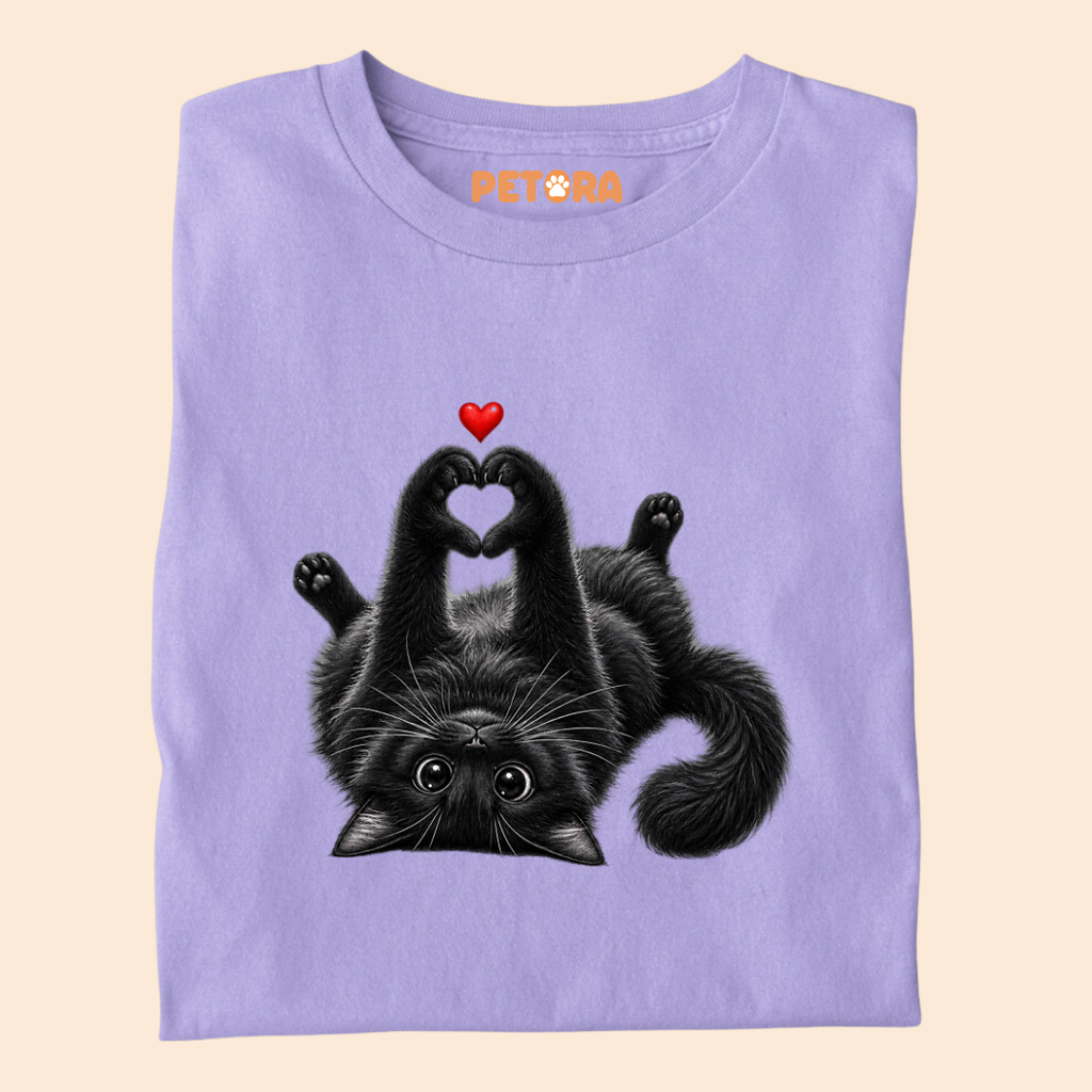 Heart Paw Black Cat T-Shirt