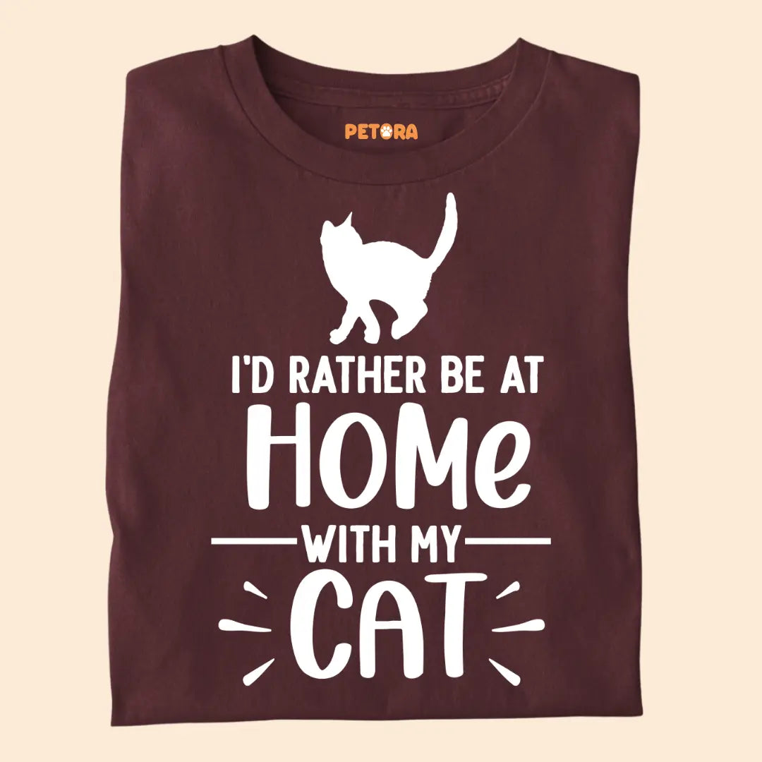 I'd Rather Be at Home With My Cat - Premium Unisex T-shirt for Pet Lovers