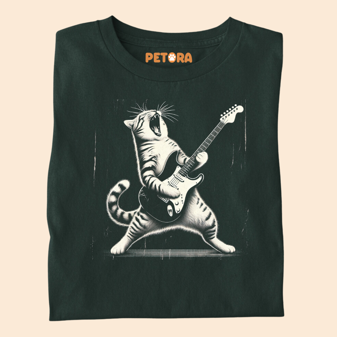 Rock Cat Playing Guitar Premium T-shirt for Pet Lovers