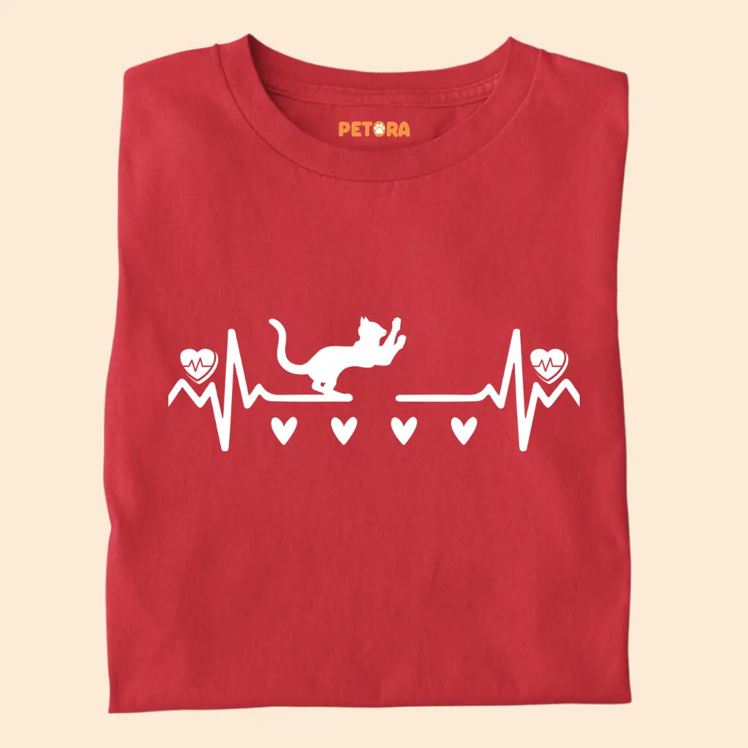 Heartbeat Cat Pulse - Premium Unisex T-Shirt for Cat Lovers