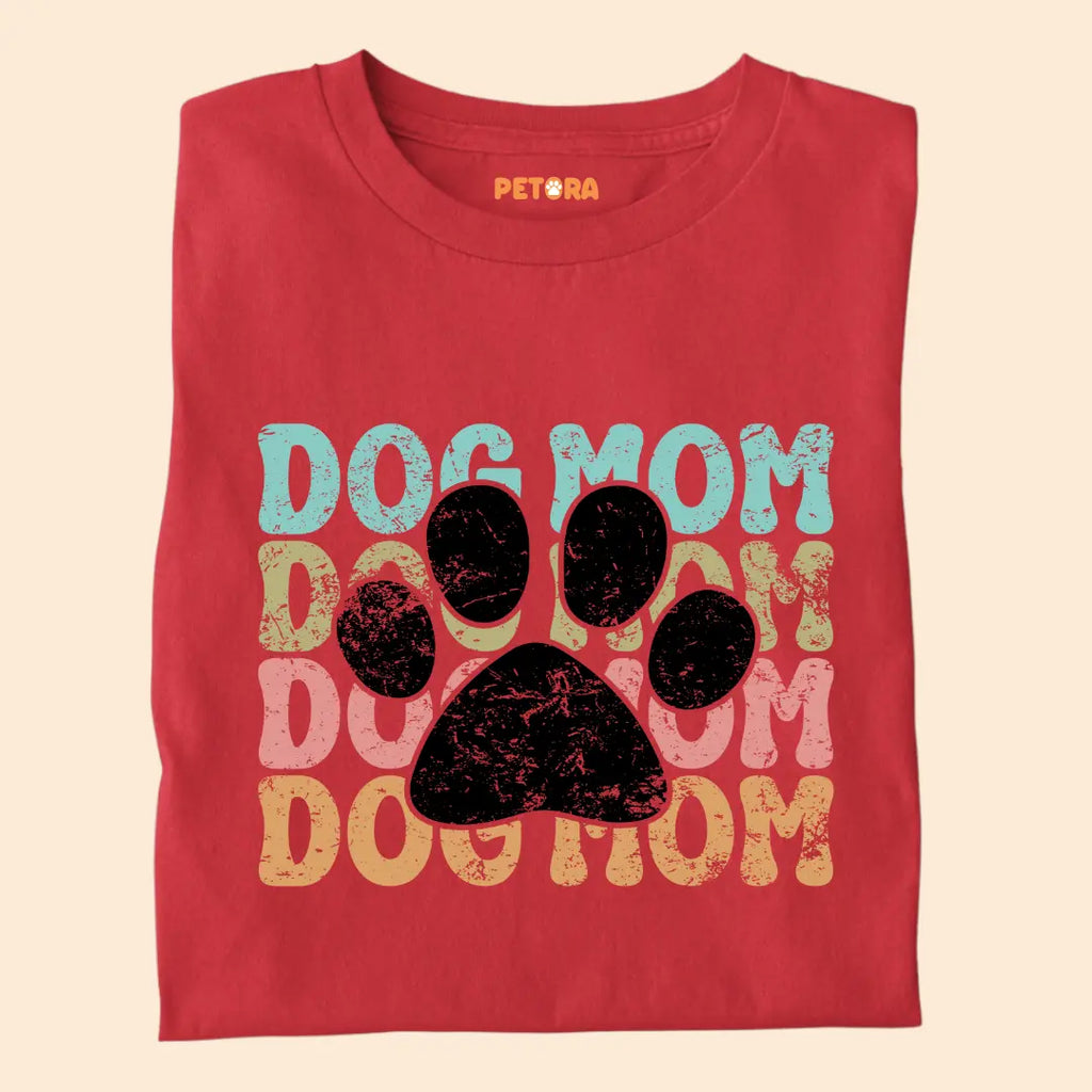 Dog Mom Retro Paw - Premium Unisex T-shirt for Pet Lovers