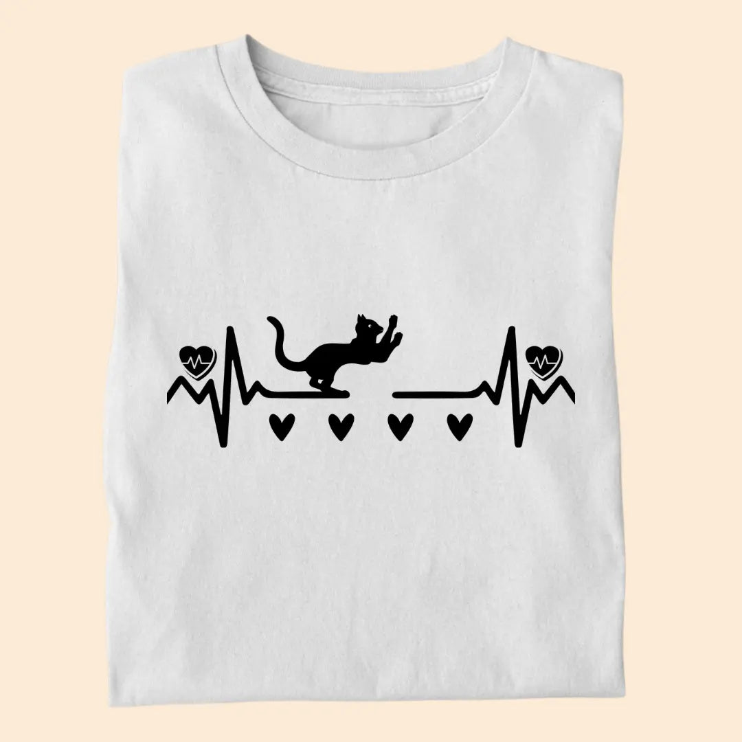 Heartbeat Cat Pulse - Premium Unisex T-Shirt for Cat Lovers