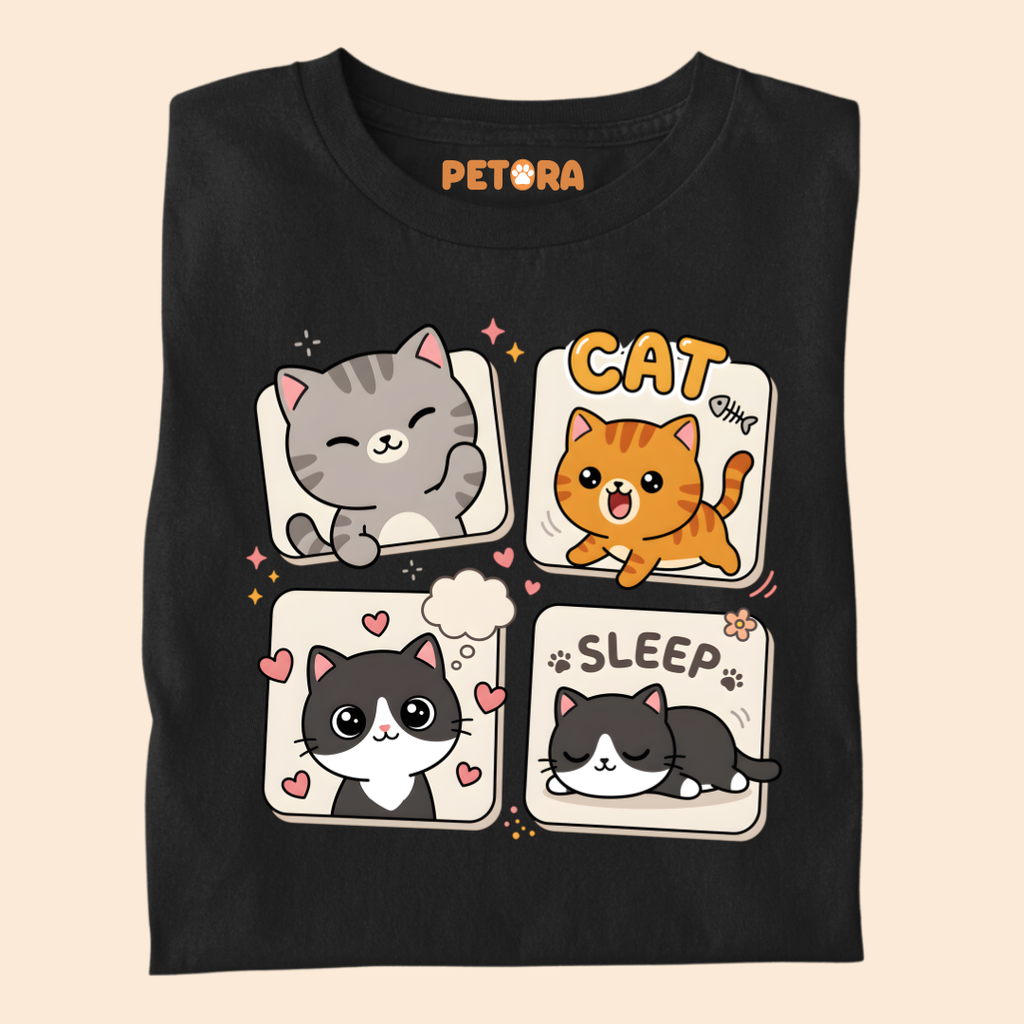 Cute Kawaii Cats Graphic T-Shirt