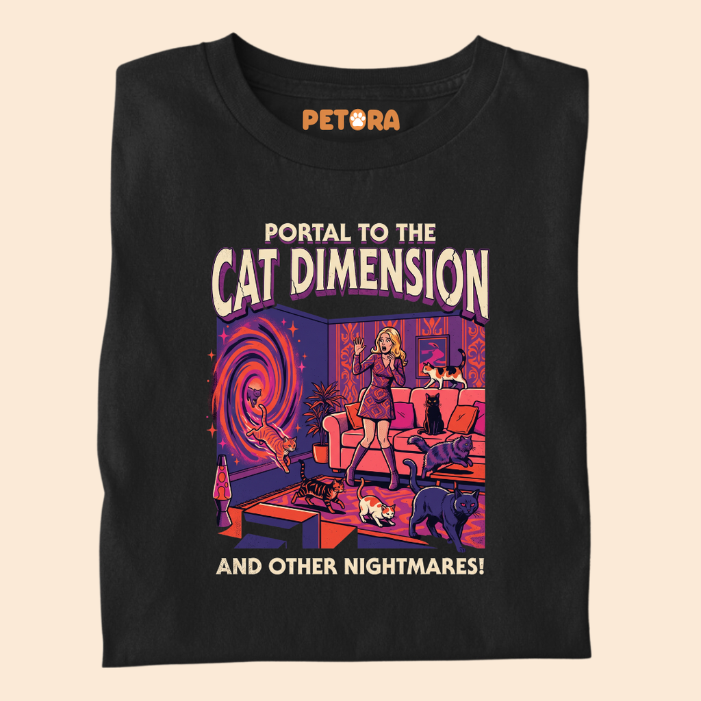 Portal To The Cat Dimension Retro Sci-Fi T-Shirt