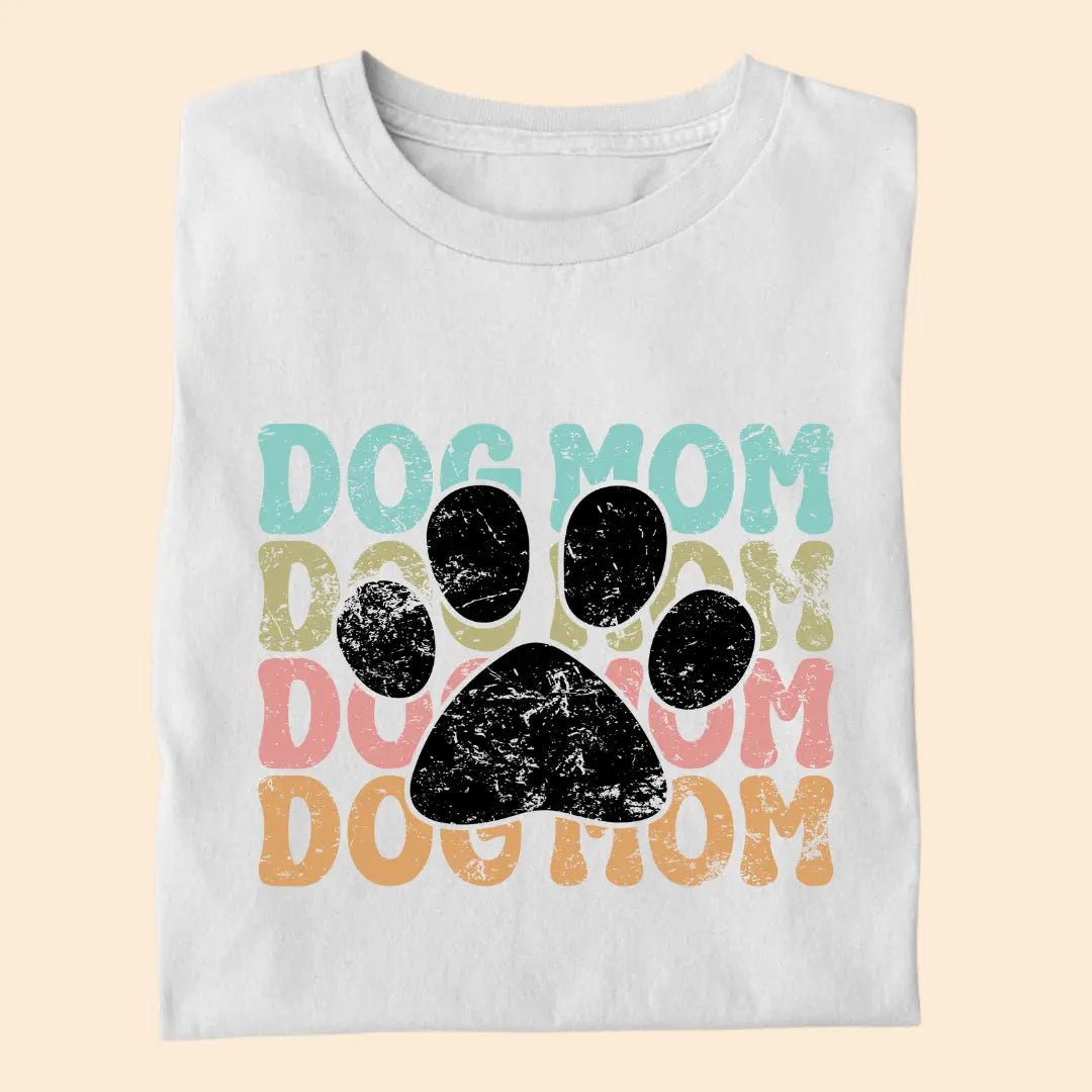 Dog Mom Retro Paw - Premium Unisex T-shirt for Pet Lovers