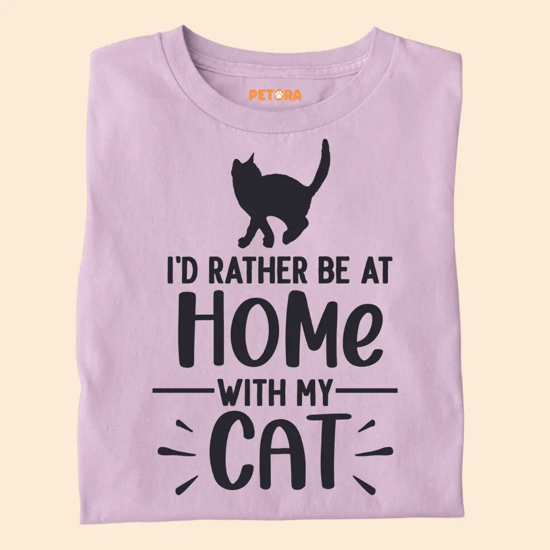 I'd Rather Be at Home With My Cat - Premium Unisex T-shirt for Pet Lovers