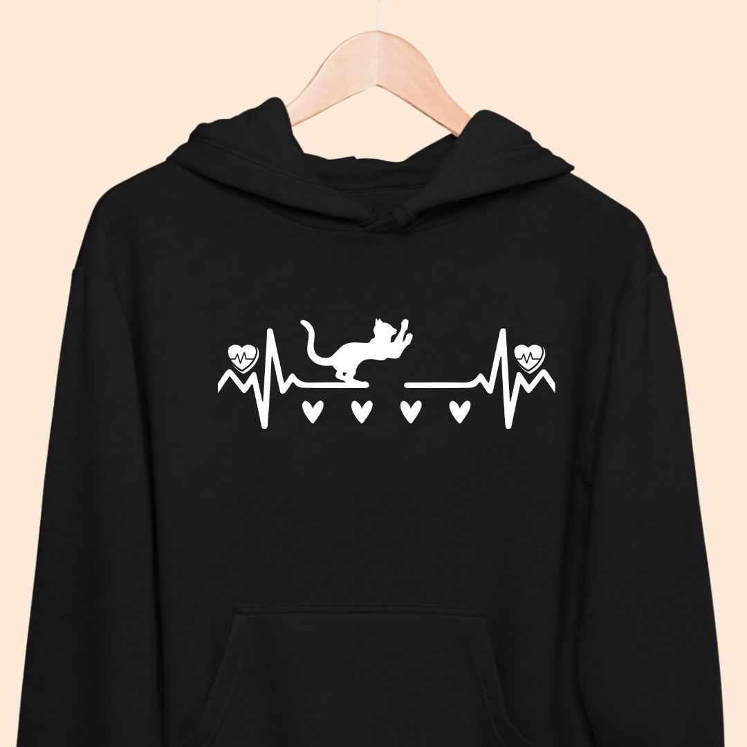 Heartbeat Cat Pulse - Premium Unisex  Hoodie for Cat Lovers