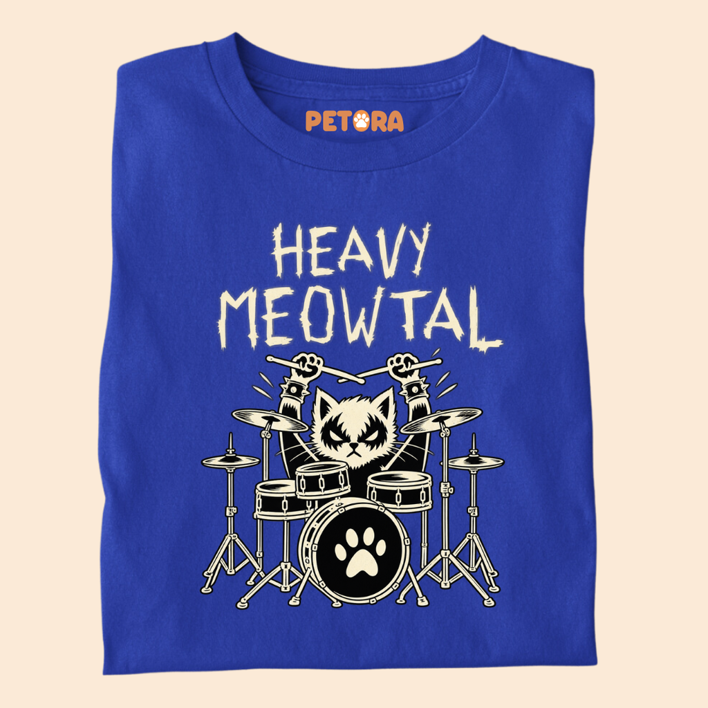 Heavy Meowtal Funny Drummer Cat T-Shirt
