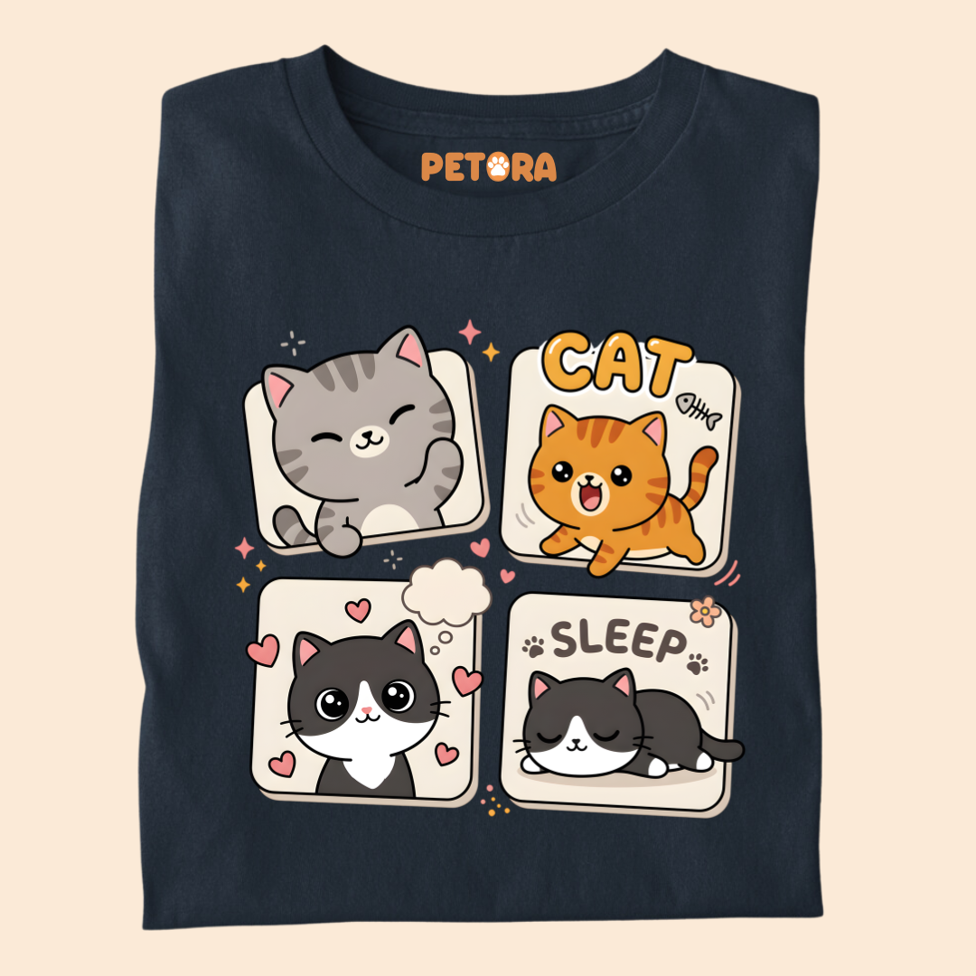 Cute Kawaii Cats Graphic T-Shirt