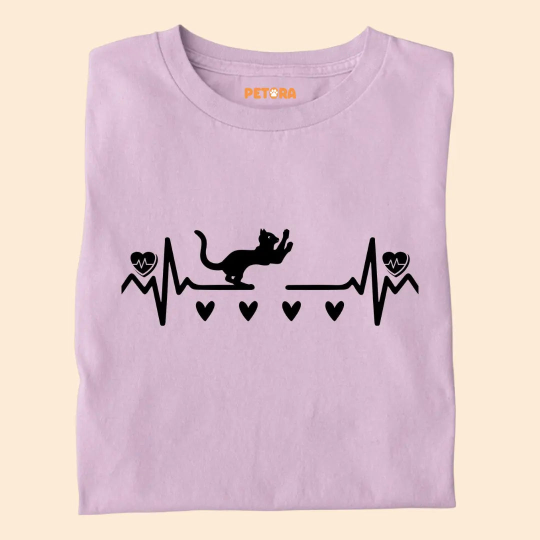 Heartbeat Cat Pulse - Premium Unisex T-Shirt for Cat Lovers